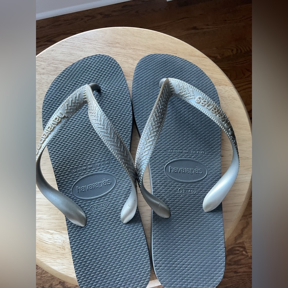 Havaianas Charcoal and Metallic Flip Flops